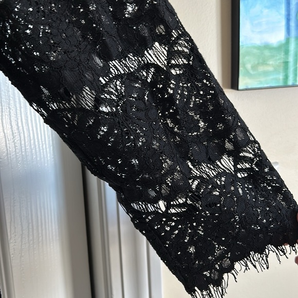 Black lace dress with beige liner- see through sleeves - Picture 4 of 4